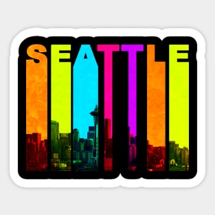 Retro Seattle Washington Cityscape Skyline Sticker